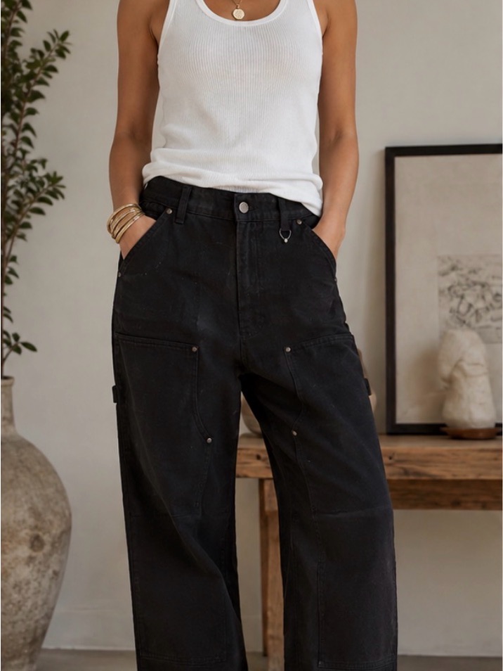 Renggli Women’s Black Utility Workwear Pants Size 30 Made In Usa 100% Cotton — image 3 of 3